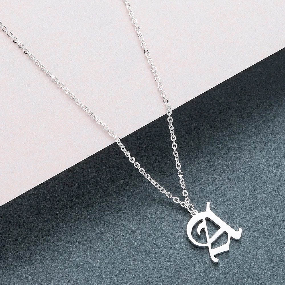 Vintage Fashion Font - Kalung liontin huruf inisial A-Z modal