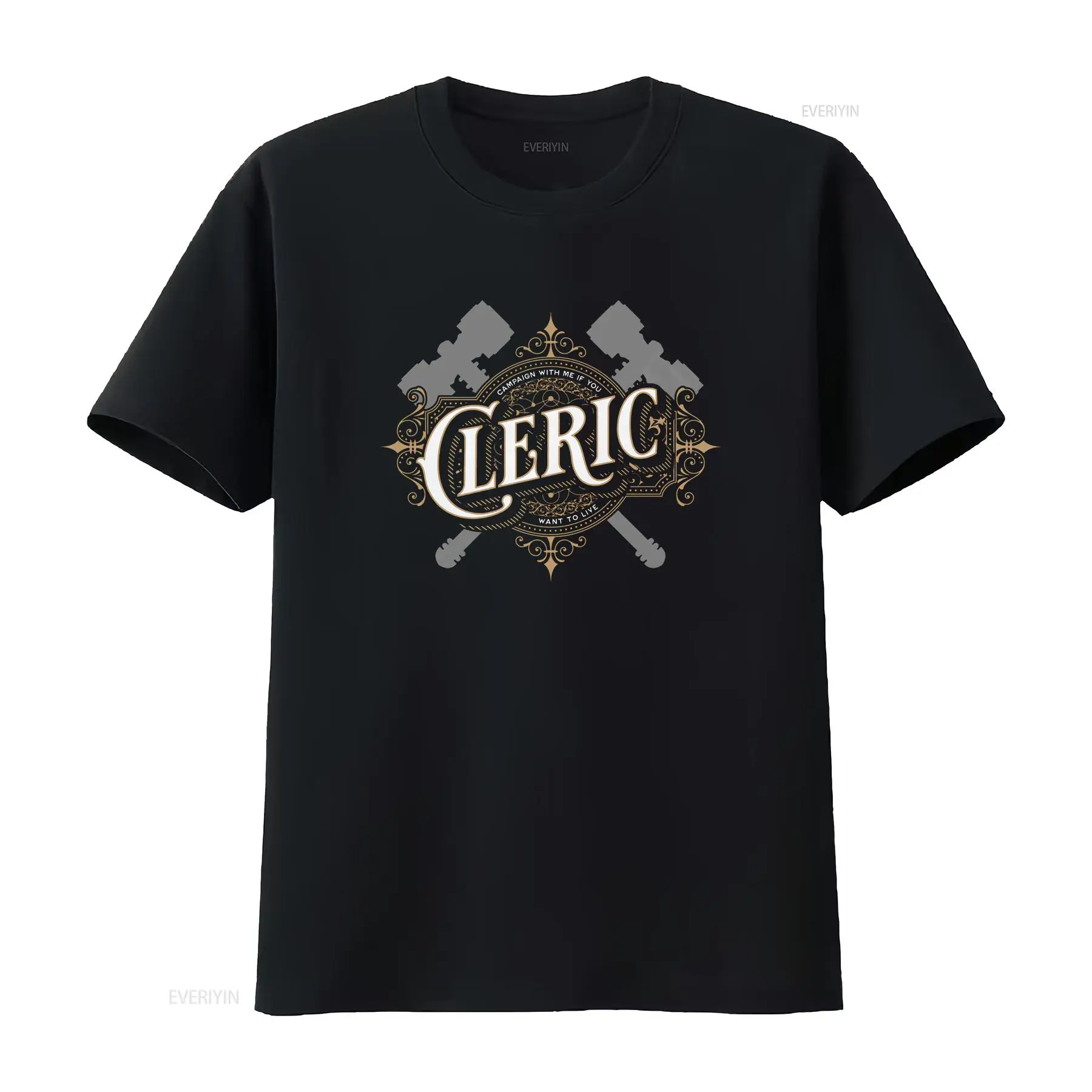 Vintage Fashion Font - Kaos DnD Cleric dengan Font Retro