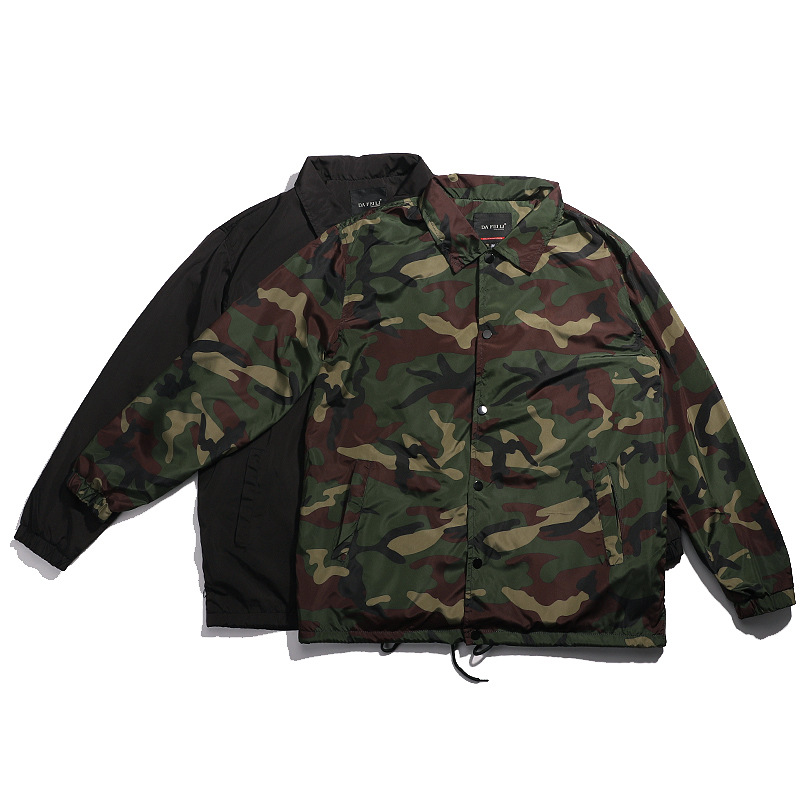 Vintage Windbreaker Nylon - Jaket baseball pria nilon hitam hijau