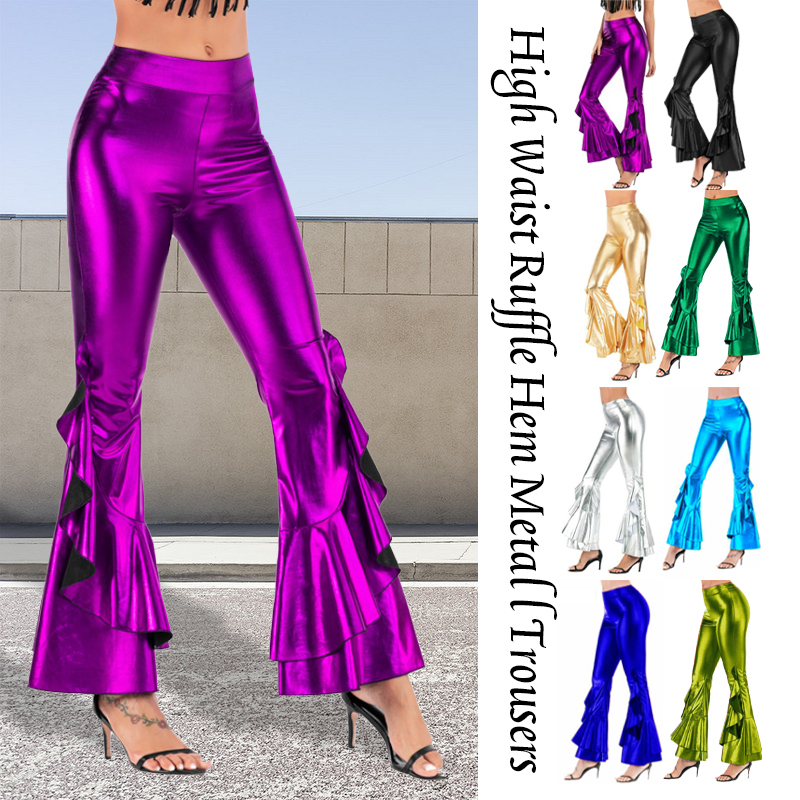 Wide Leg Trouser 70S - Celana Panjang Suar Mengkilap Wanita Celana