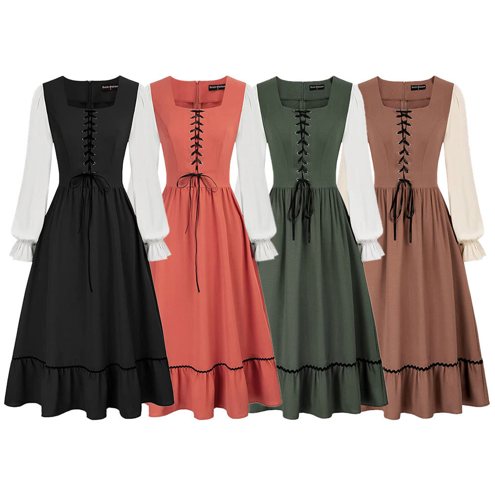 Vintage Fashion Dress - Gaun Midi Vintage Wanita Bergaya Abad