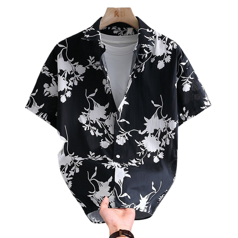Printed Floral Shirt - Kemeja Pria Lengan Pendek Motif Bunga