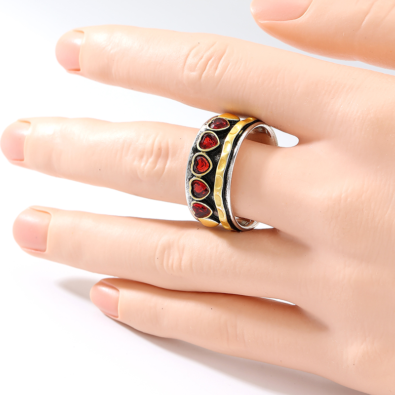 Cincin Lebar Dua Warna Zirkoni - Vintage Fashion Nova ulasan dan harga