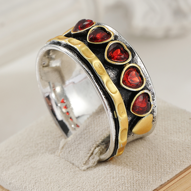 Cincin Lebar Dua Warna Zirkoni - Vintage Fashion Nova ulasan dan harga