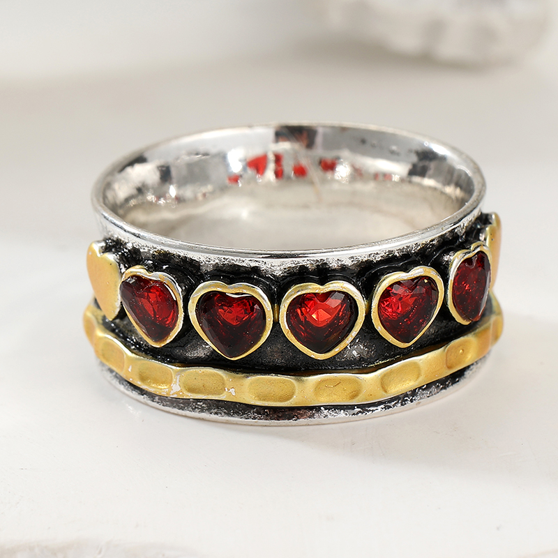 Cincin Lebar Dua Warna Zirkoni - Vintage Fashion Nova ulasan dan harga