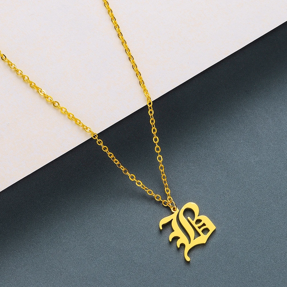Kalung liontin huruf inisial A - Vintage Fashion Font ulasan dan harga