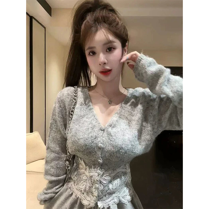 Kardigan Rajut Renda Wanita El - Crop Cardigan Vintage ulasan dan harga