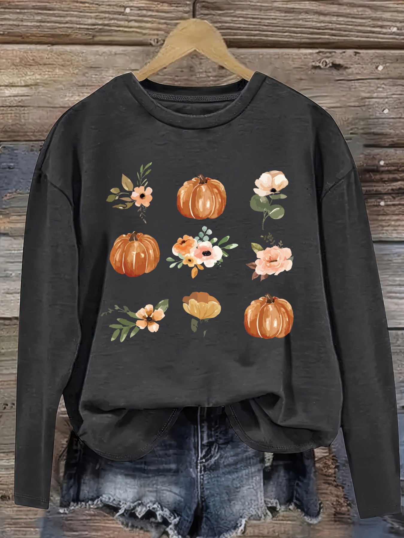 Kaos Wanita Lengan Panjang Kas - Printed Floral Shirt ulasan dan harga