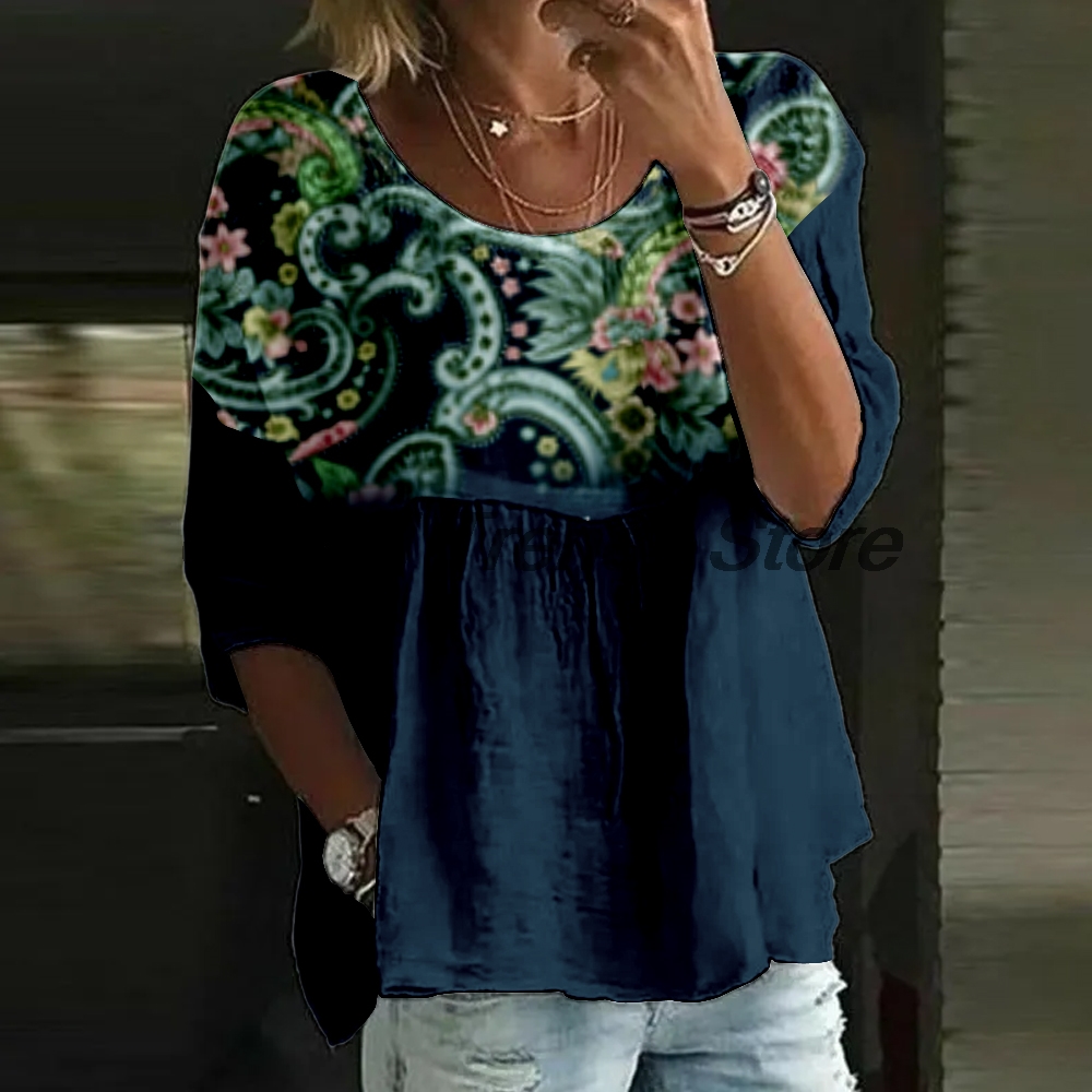 Blus Wanita Kasual Bermotif Bu - Printed Floral Shirt ulasan dan harga