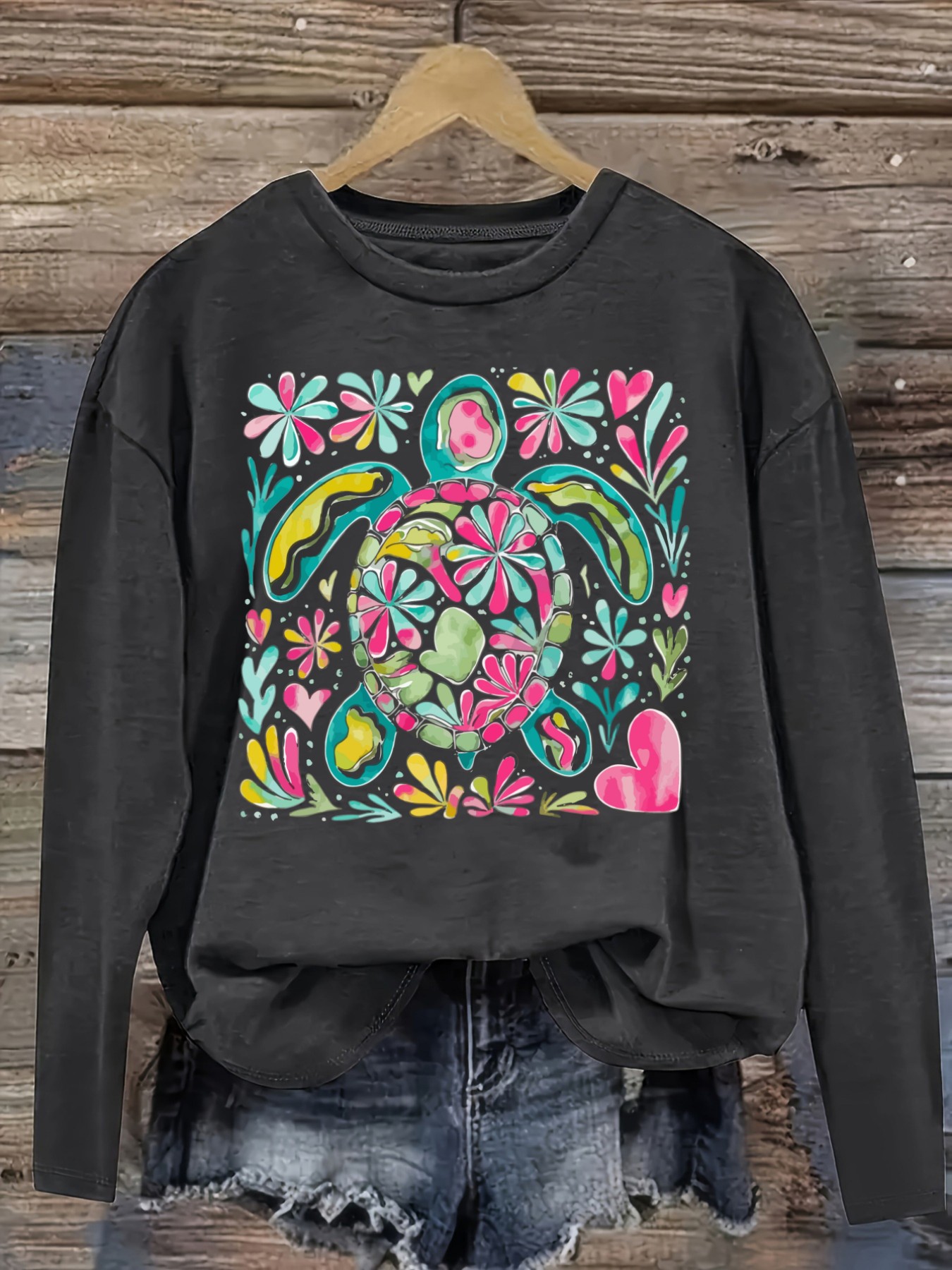 Kaos Wanita Lengan Panjang Kas - Printed Floral Shirt ulasan dan harga