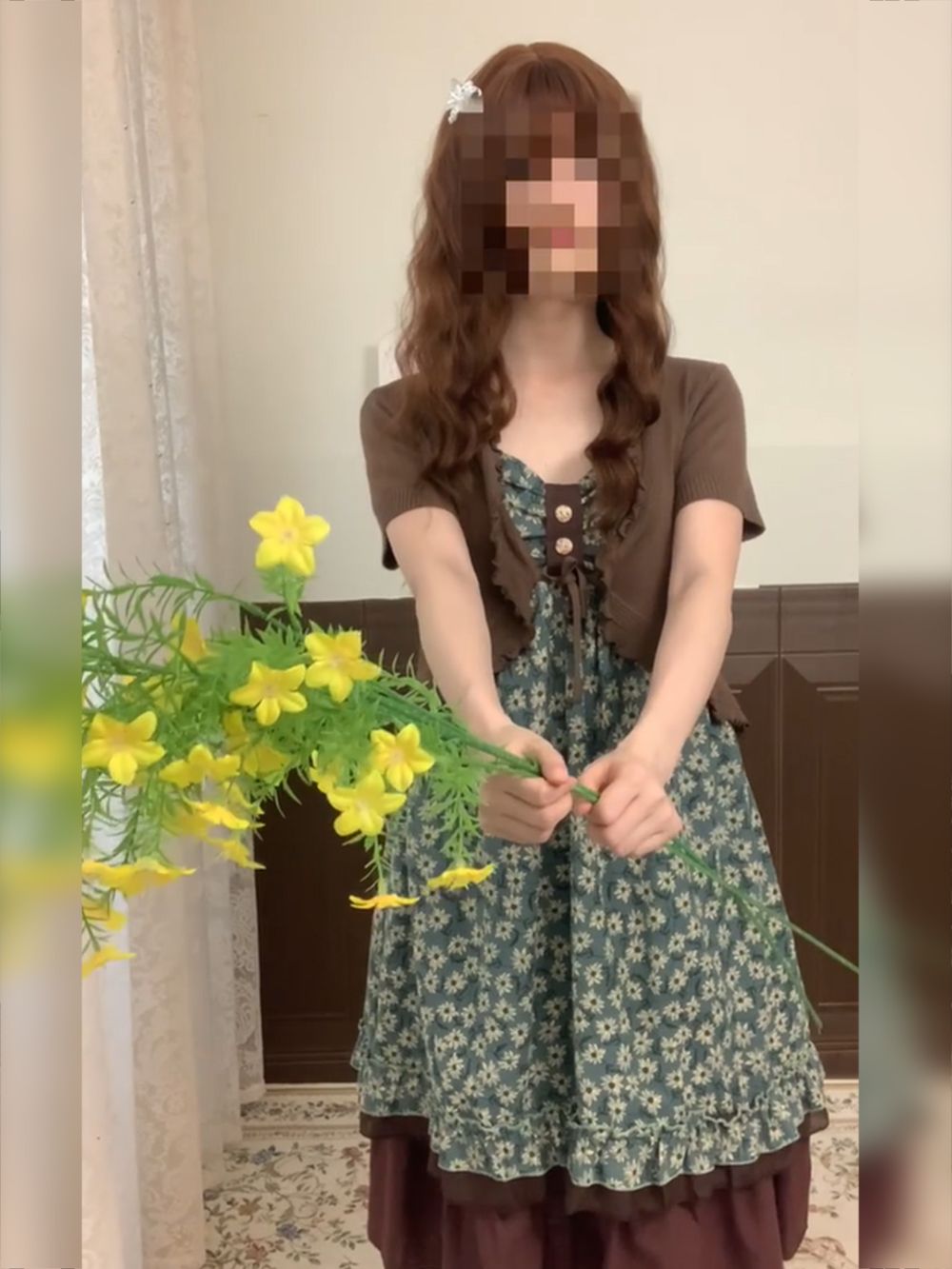 Set Gaun Kamisol Vintage Manis - Crop Cardigan Vintage ulasan dan harga