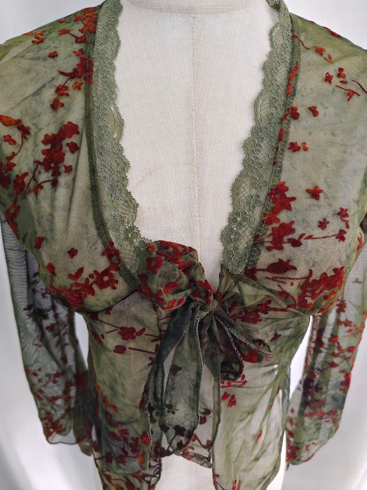 Kimotimo Vintage Print Mesh Ca - Crop Cardigan Vintage ulasan dan harga