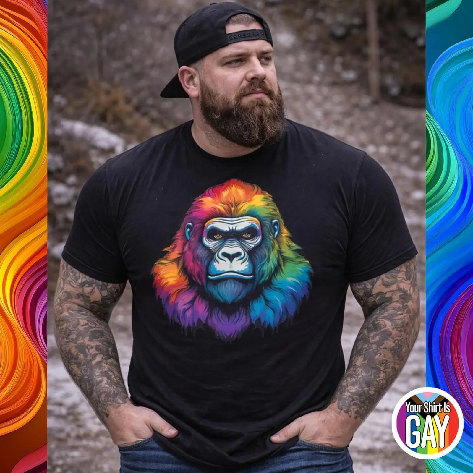 Kaos Gay Gorilla Pride Rainbow - Vintage Fashion Community ulasan dan harga