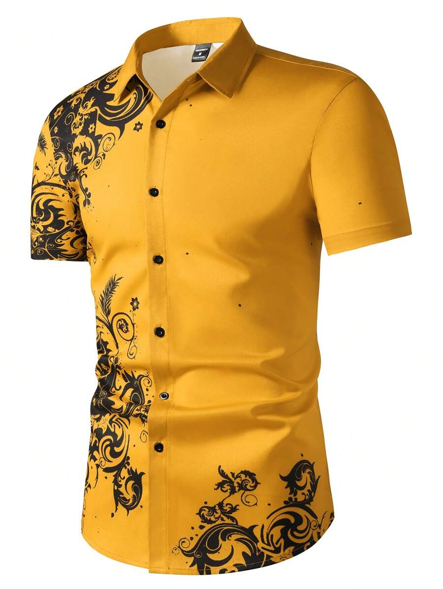 Manfinity Homme Kemeja Kasual  - Printed Floral Shirt ulasan dan harga