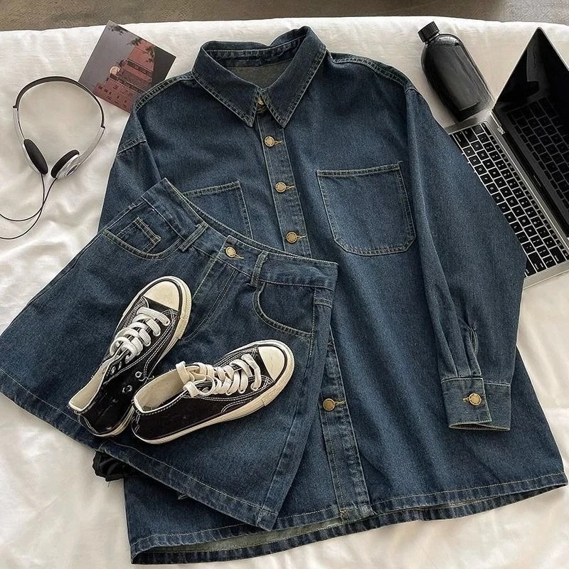 Set Rok Denim Y2K: Jaket Kanci - Usa Vintage Fashion ulasan dan harga
