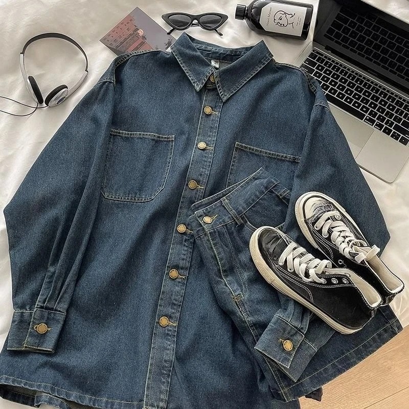 Set Rok Denim Y2K: Jaket Kanci - Usa Vintage Fashion ulasan dan harga