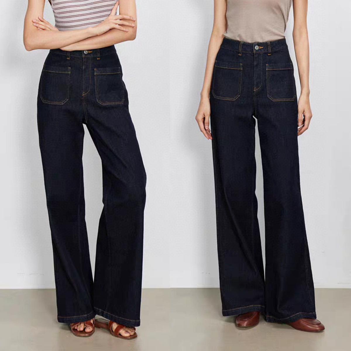 Celana Jeans Denim Biru Kaki L - Wide Leg Trouser 70S ulasan dan harga
