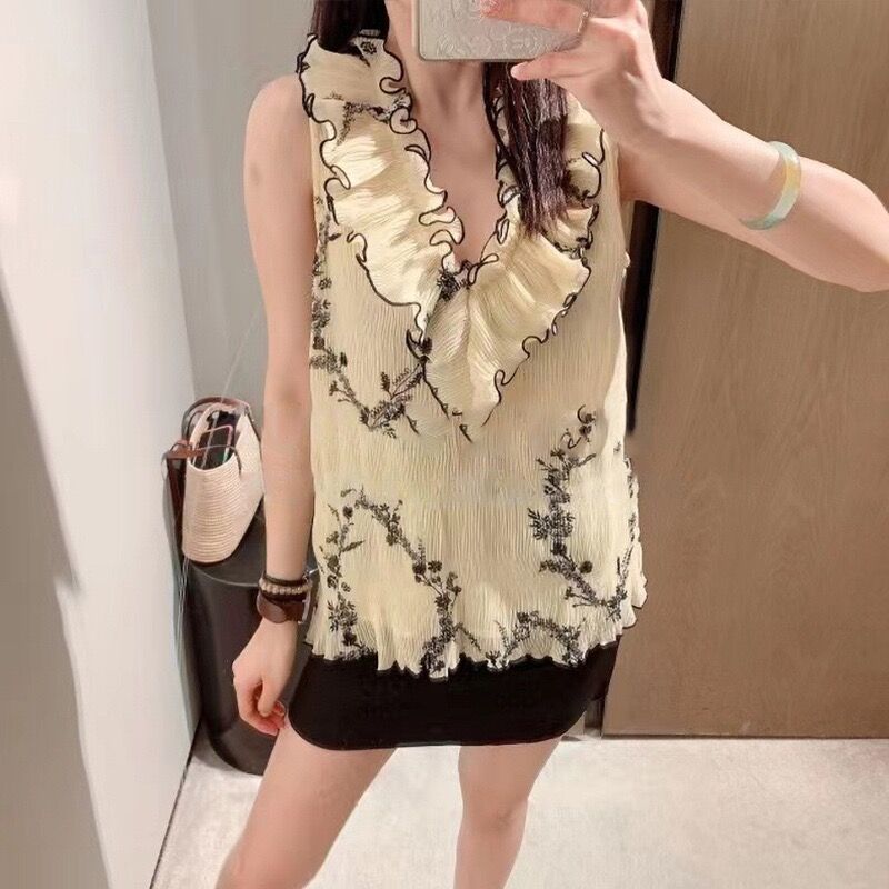 Rompi Kerah V Floral Segar Mus - Printed Floral Shirt ulasan dan harga