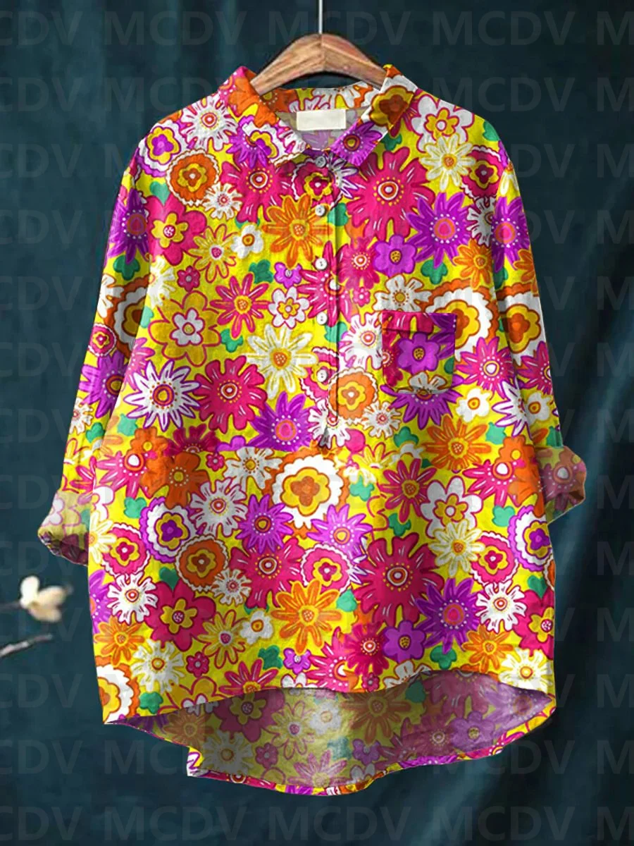 Kemeja Kasual Wanita Motif Sen - Printed Floral Shirt ulasan dan harga