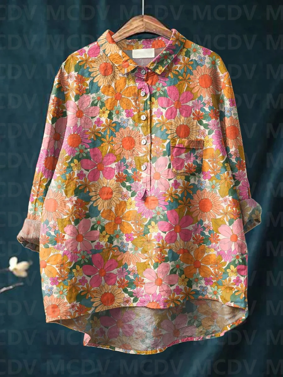 Kemeja Kasual Wanita Motif Sen - Printed Floral Shirt ulasan dan harga