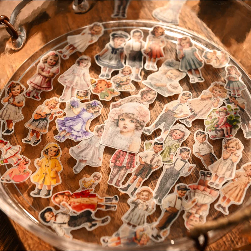 50pcs Stiker Boneka Kertas Vin - Vintage Fashion Dolls ulasan dan harga